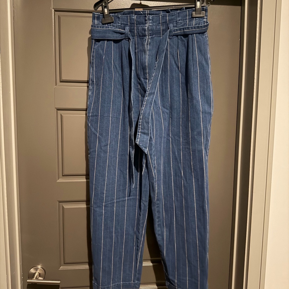 J. Crew Navy Pinstripe Trousers